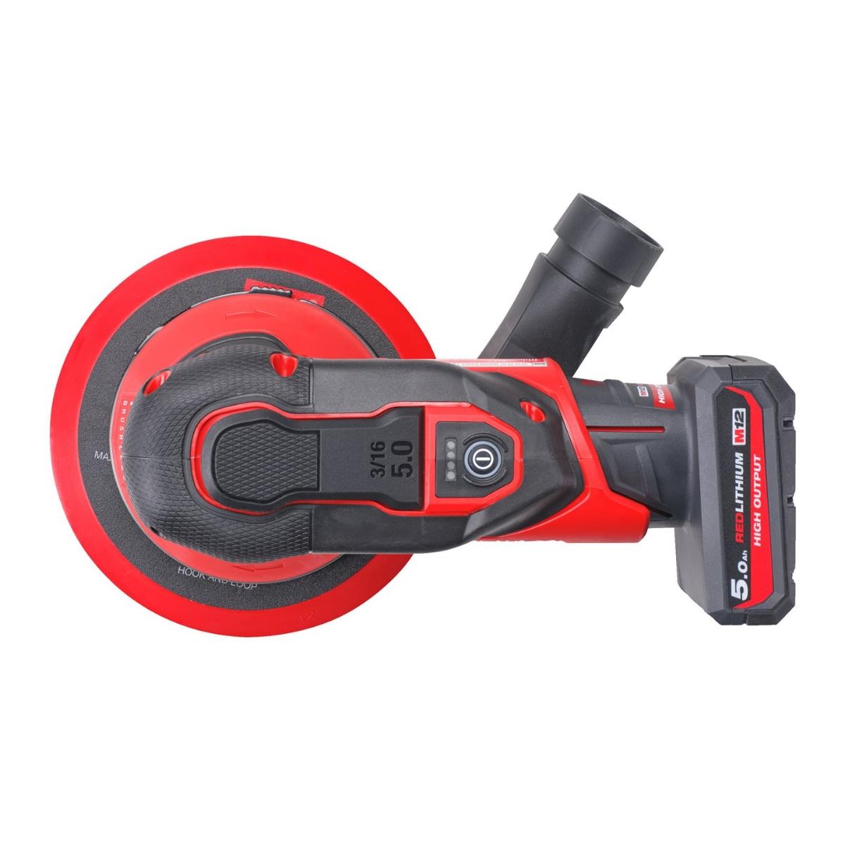 Milwaukee M12FROS5-502X 12V Brushless 150mm Random Orbital Sander with 2 x M12HB5 5.0Ah Battery, Charger & Case 4933493652