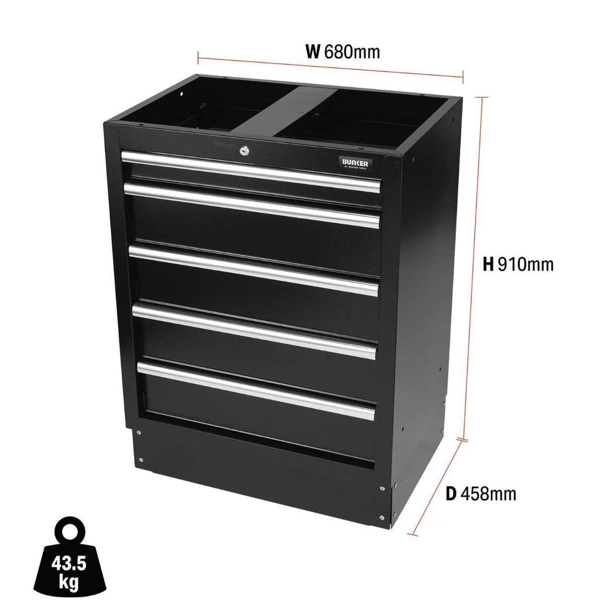 Draper MS400-5BU BUNKER Modular Floor Cabinet 5 Drawer 680mm 31387