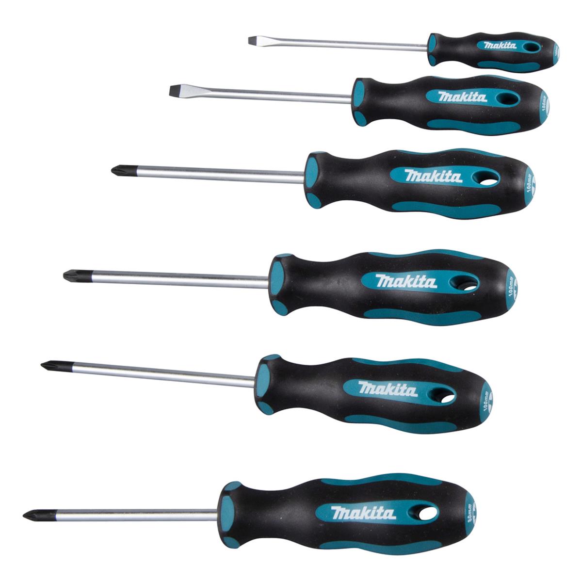 Makita E-10528 Slotted, Phillips & Pozi Screwdriver Set of 6 Piece
