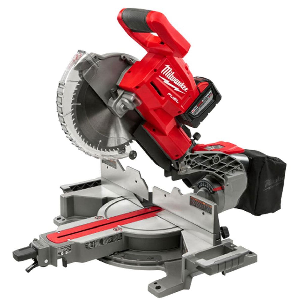 Milwaukee M18FMS254-0 18V FUEL Brushless 254mm Compound Mitre Saw with 2 x 5.0Ah Batteries Charger & Extendable Saw Stand