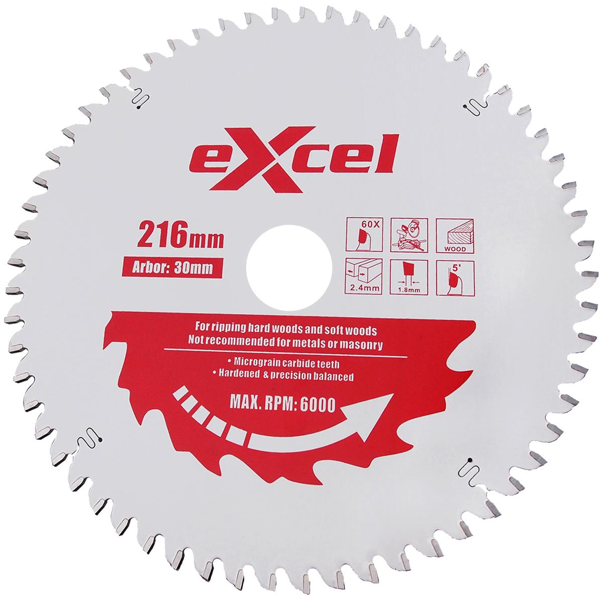 Excel 216MM Mitre Saw Blade Pro Series 60T