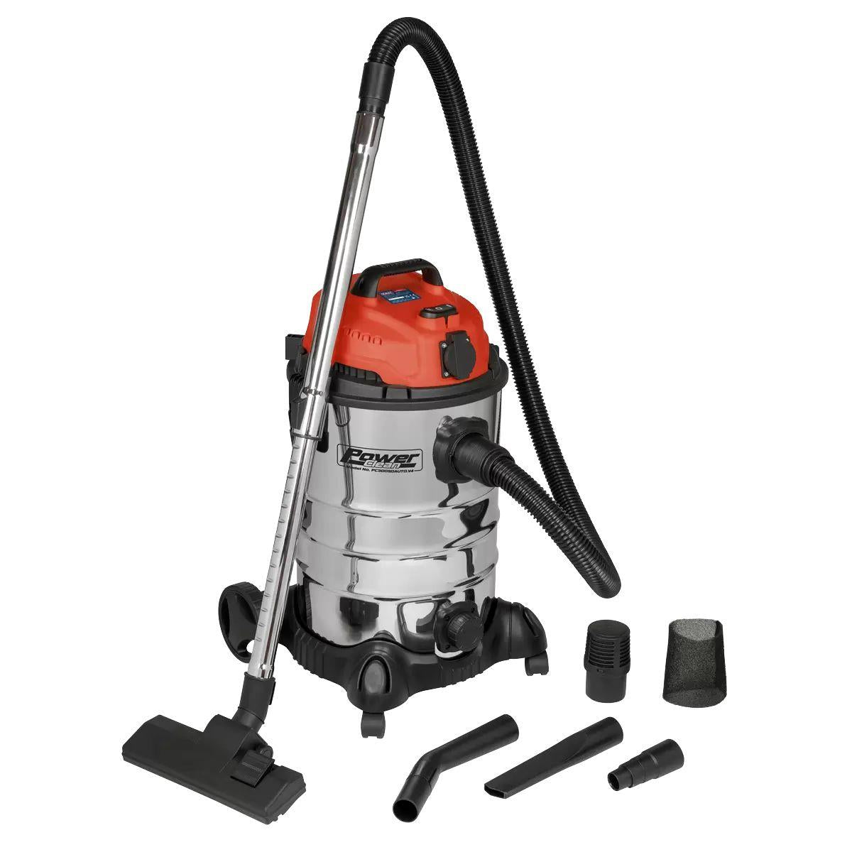 Sealey PC300SDAUTO Vacuum Cleaner Industrial 30ltr Stainless 230V/1400W