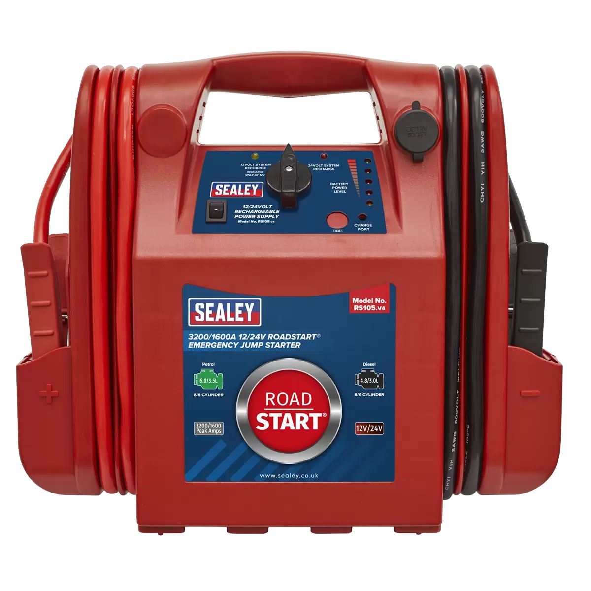 Sealey RS105 3200/1600A 12/24V RoadStart Emergency Jump Starter
