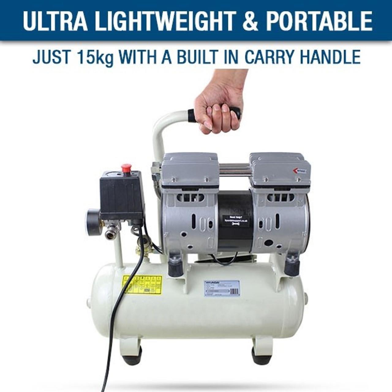 Hyundai HY5508 8L Oil Free Low Noise Portable Air Compressor Direct Drive 550W/230V Efficient Performance