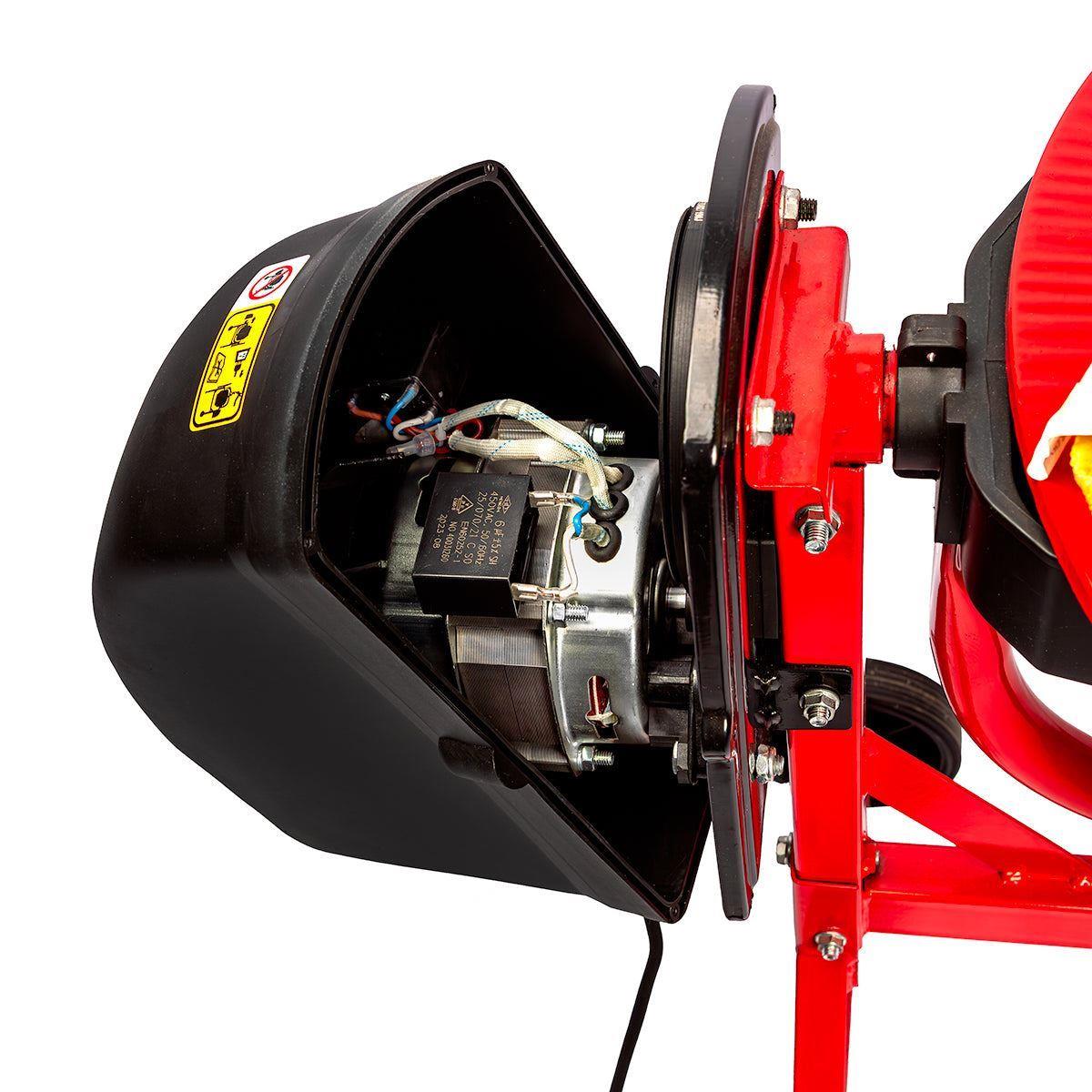 Excel 70L Portable Cement Concrete Mixer 240V/220W with Wheels & 100L Wheelbarrow Orange HDPE Tray