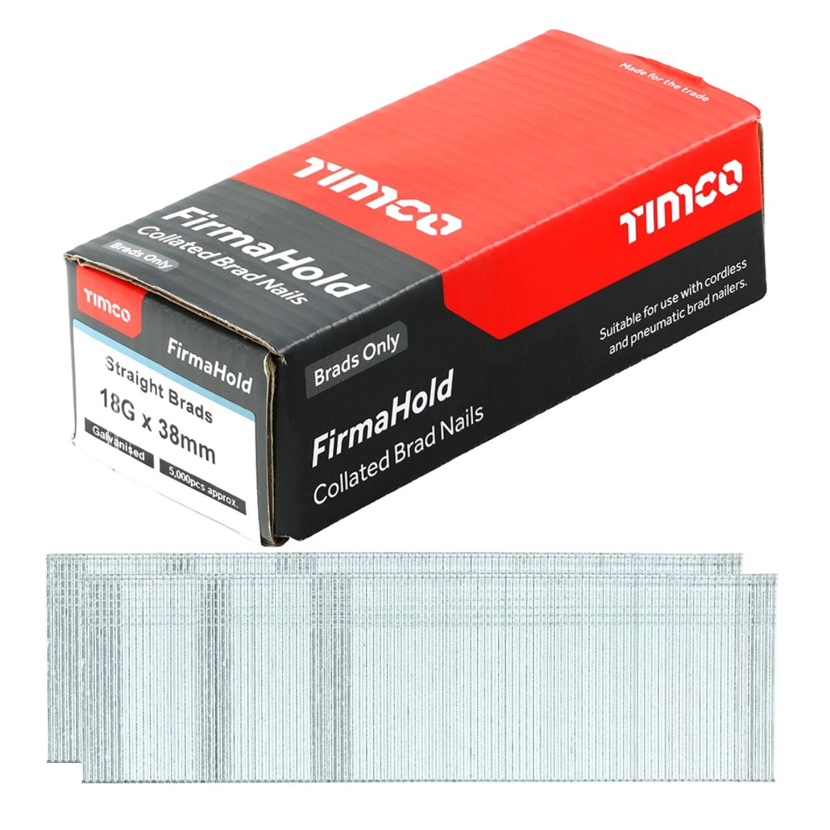 FirmaHold 38mm 18 Gauge 5000 Galvanised Straight Collated Brad Nails BG1838