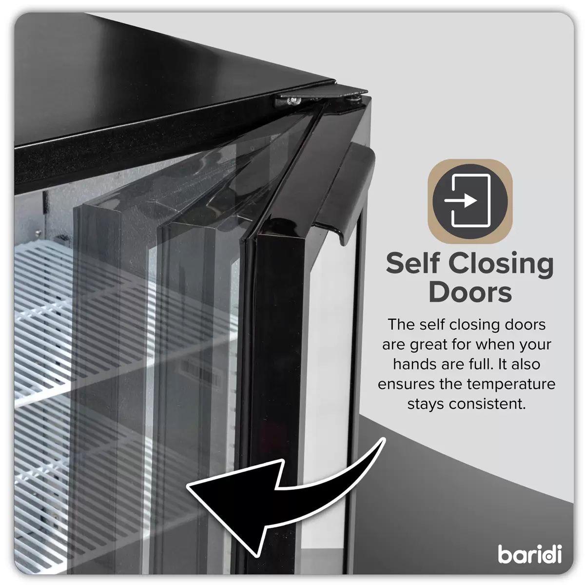 Sealey DH272 Baridi Bar Drinks Fridge/Cooler with Double Hinged Door & Security Lock 190L Black 240V
