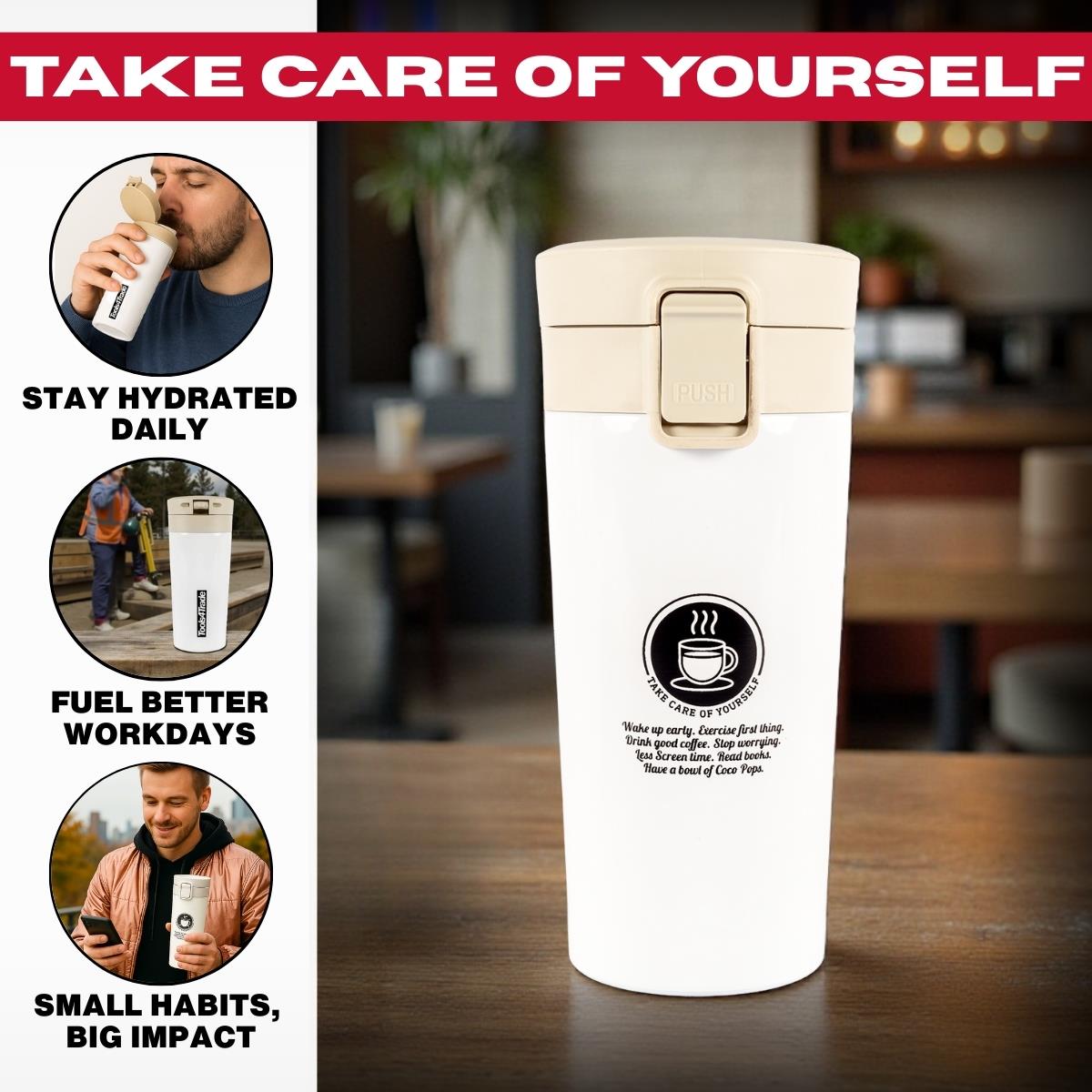 Tools4Trade Stainless Steel Thermal Coffee Mug - White (360ml)