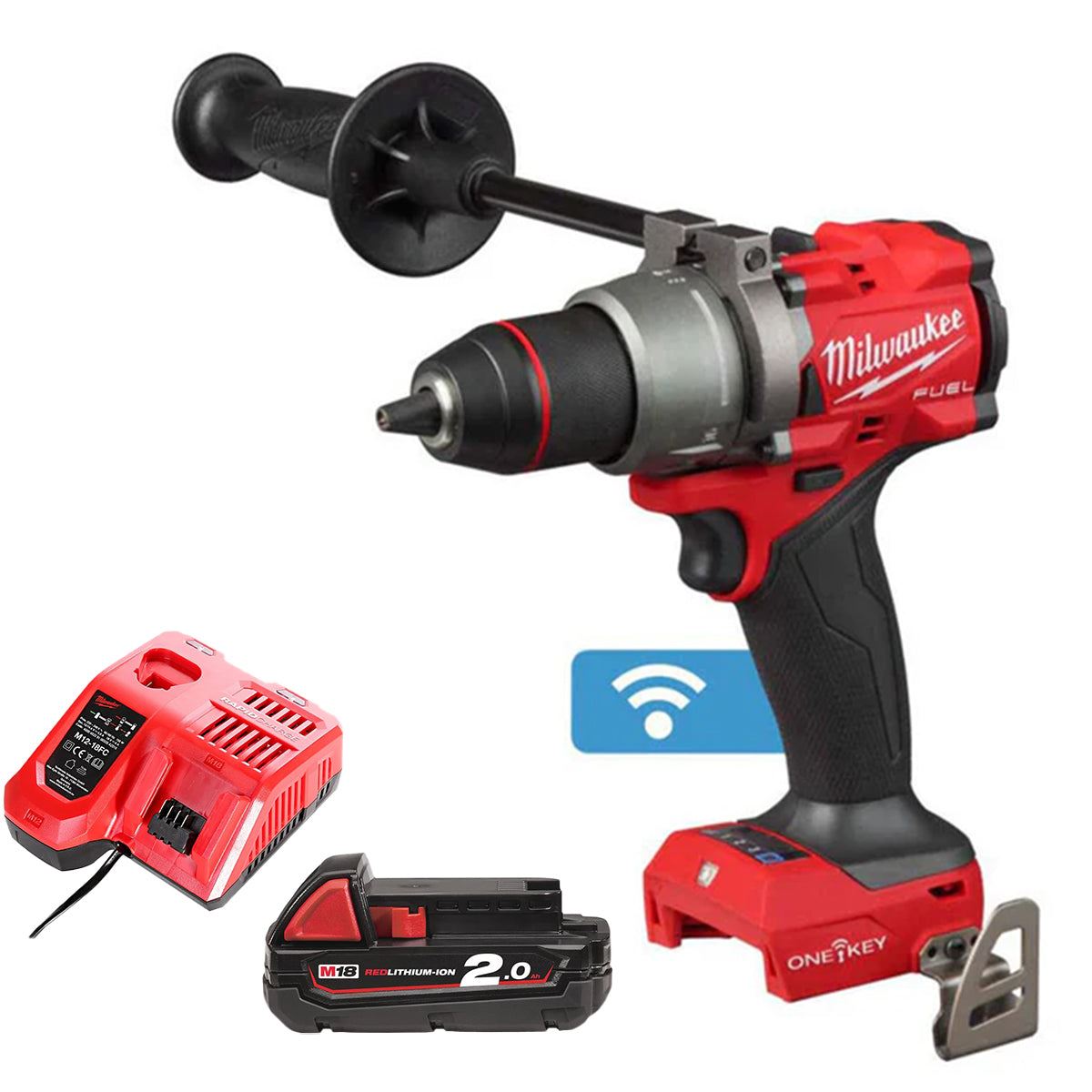 Milwaukee M18ONEPD3-0 18V Fuel One-Key Brushless Combi Drill with 1 x 2.0Ah Battery & Charger