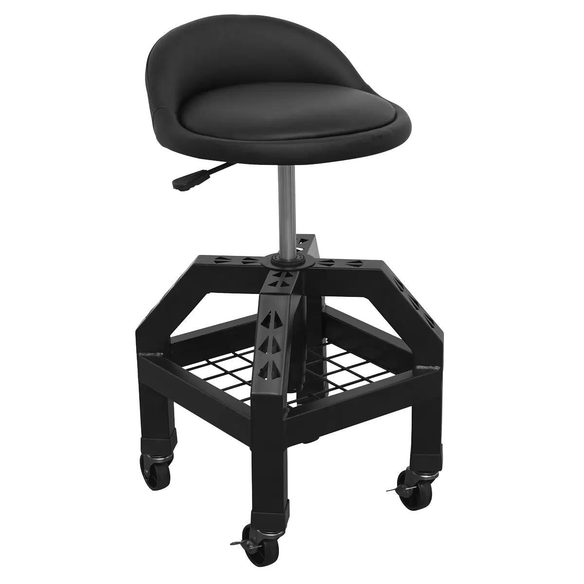Sealey SCR03B Pneumatic Creeper Stool with Adjustable Height Swivel Seat & Back Rest