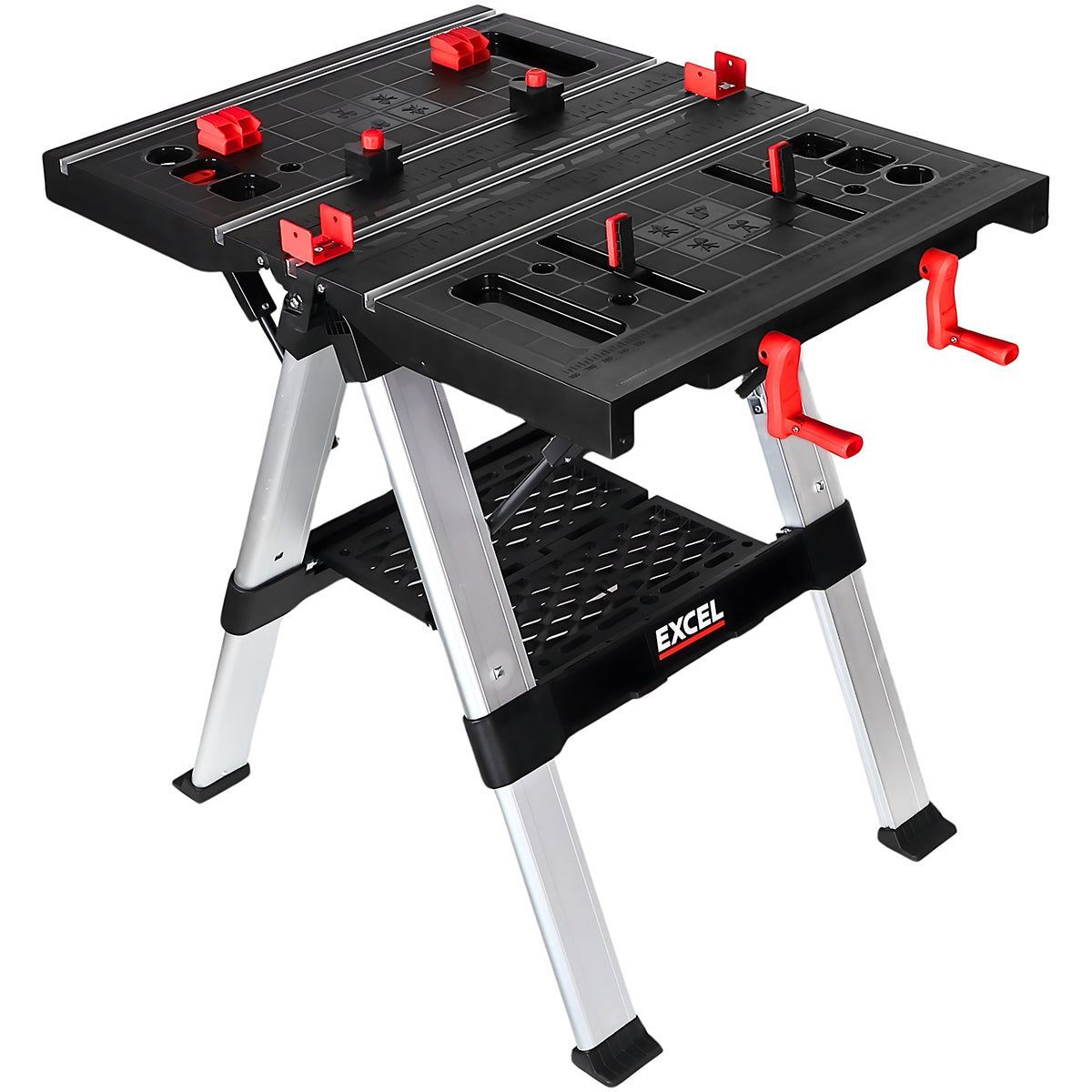 Excel Portable Workbench & Sawhorse Adjustable Height Folding Work Table with Flip-Top Clamping System Item Condition Damaged Box