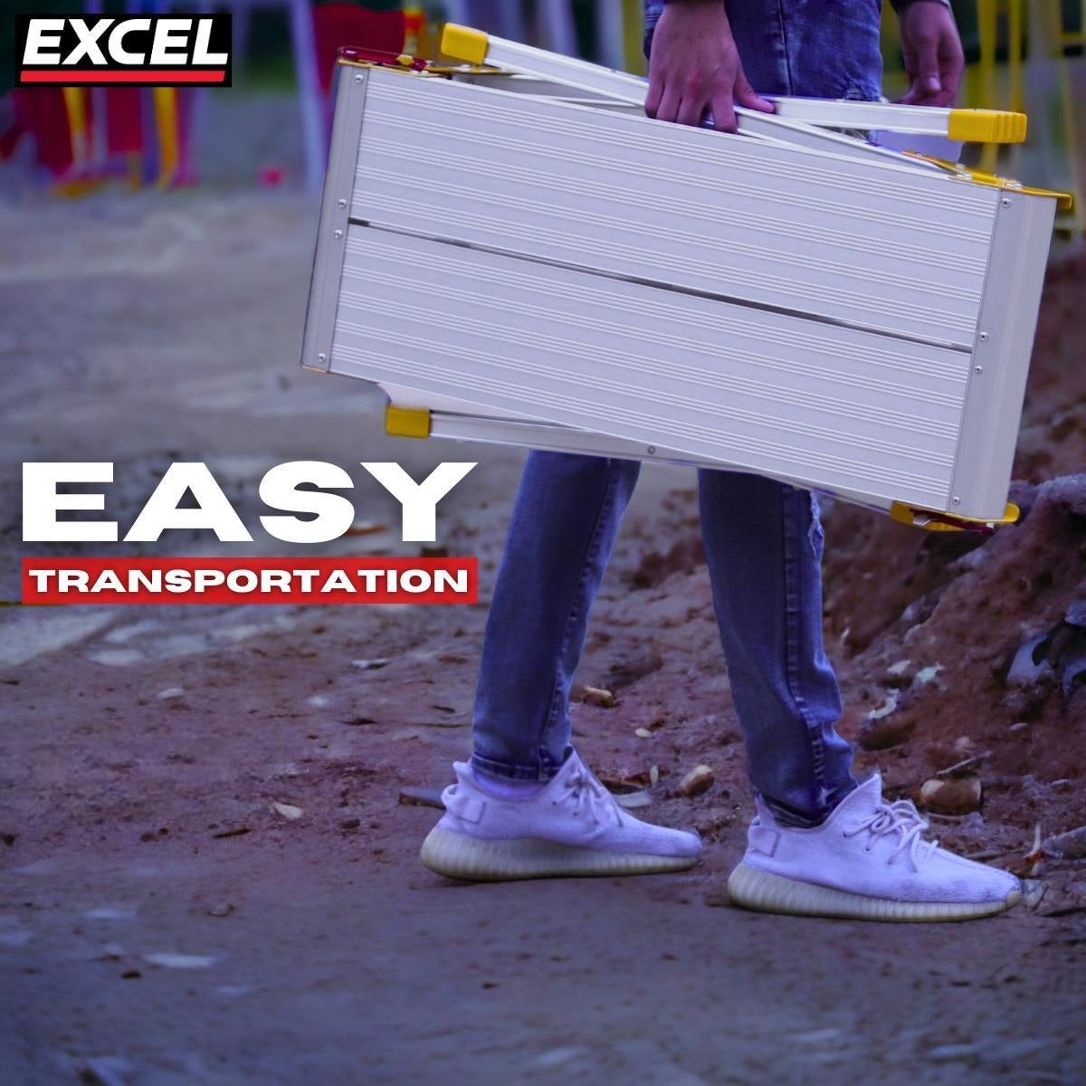 Excel Aluminium Stool Ladder 4 Tread with Work Bench Folding Hop Up 300mm