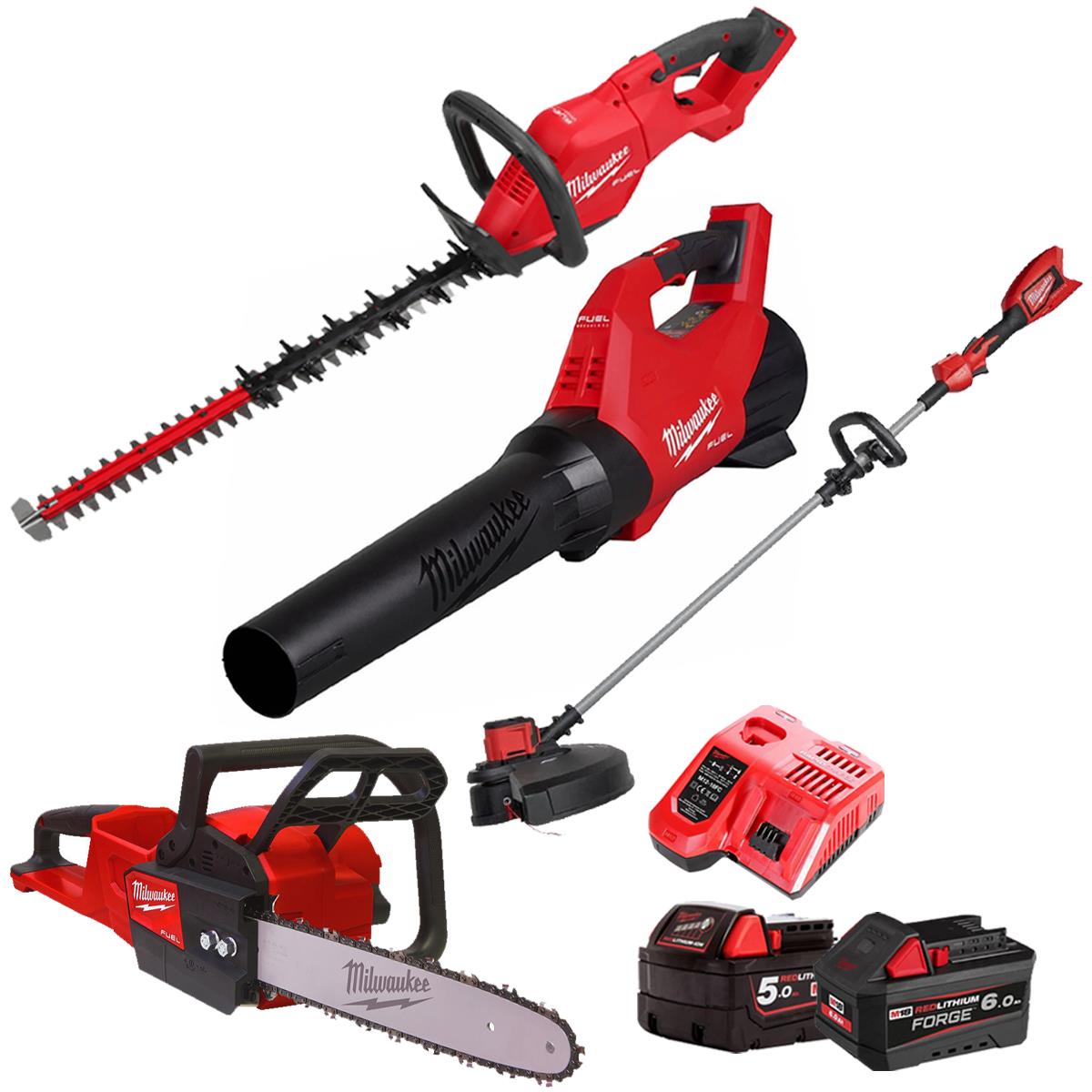 Milwaukee M18 18V 4 Piece Gardening Tool Kit with 2 x Batteries & Charger T4TKIT-29510