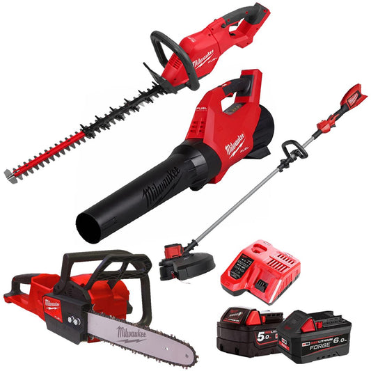 Milwaukee M18 18V 4 Piece Gardening Tool Kit with 2 x Batteries & Charger T4TKIT-29510