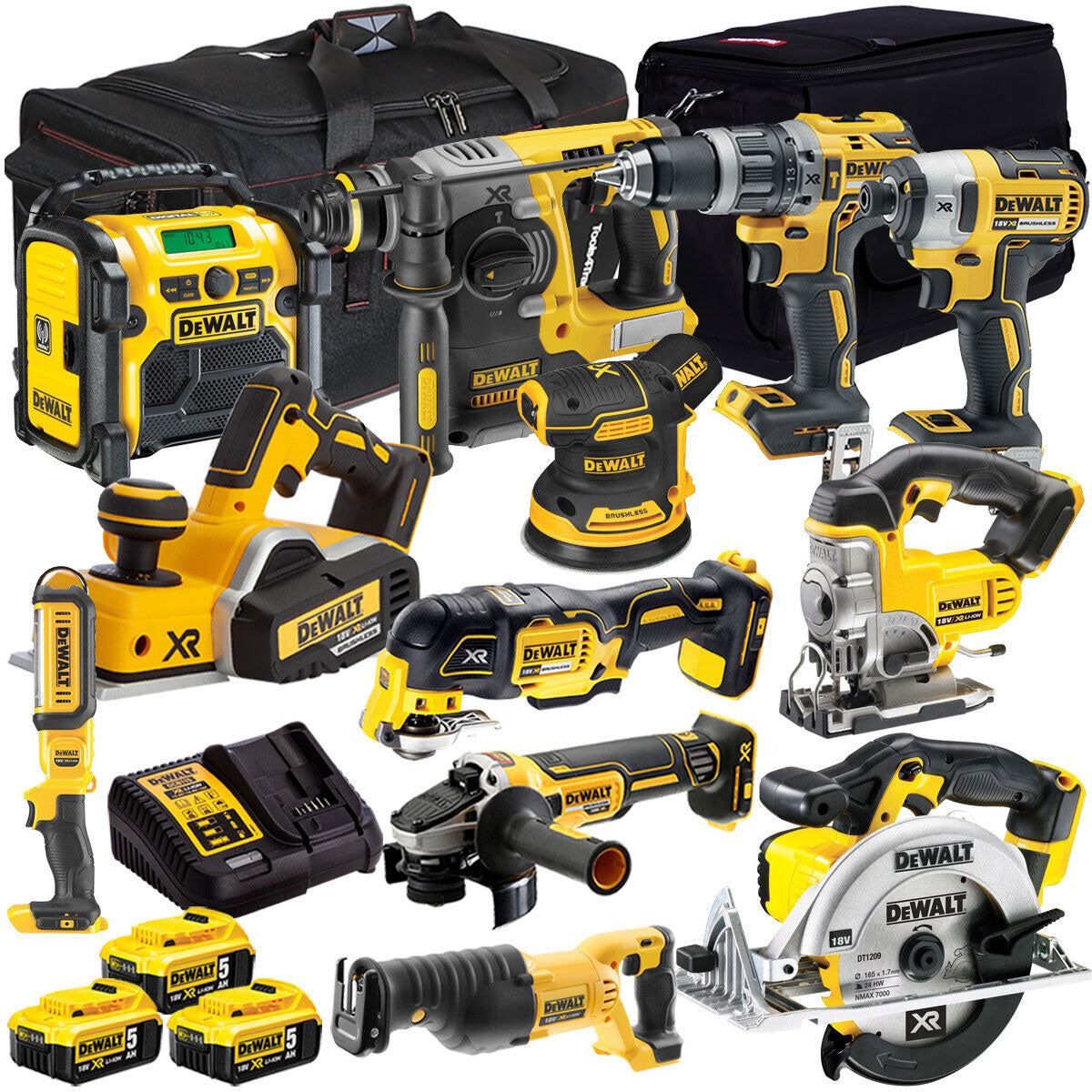 Dewalt 18V 12 Piece Cordless Combo Kit with 3 x 5.0Ah Battery & Charger T4TKIT-8144