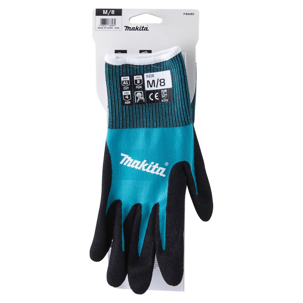 Makita P-84682 Fitknit Cut Level 1 Nitrile Coated Dipped Gloves Size Medium