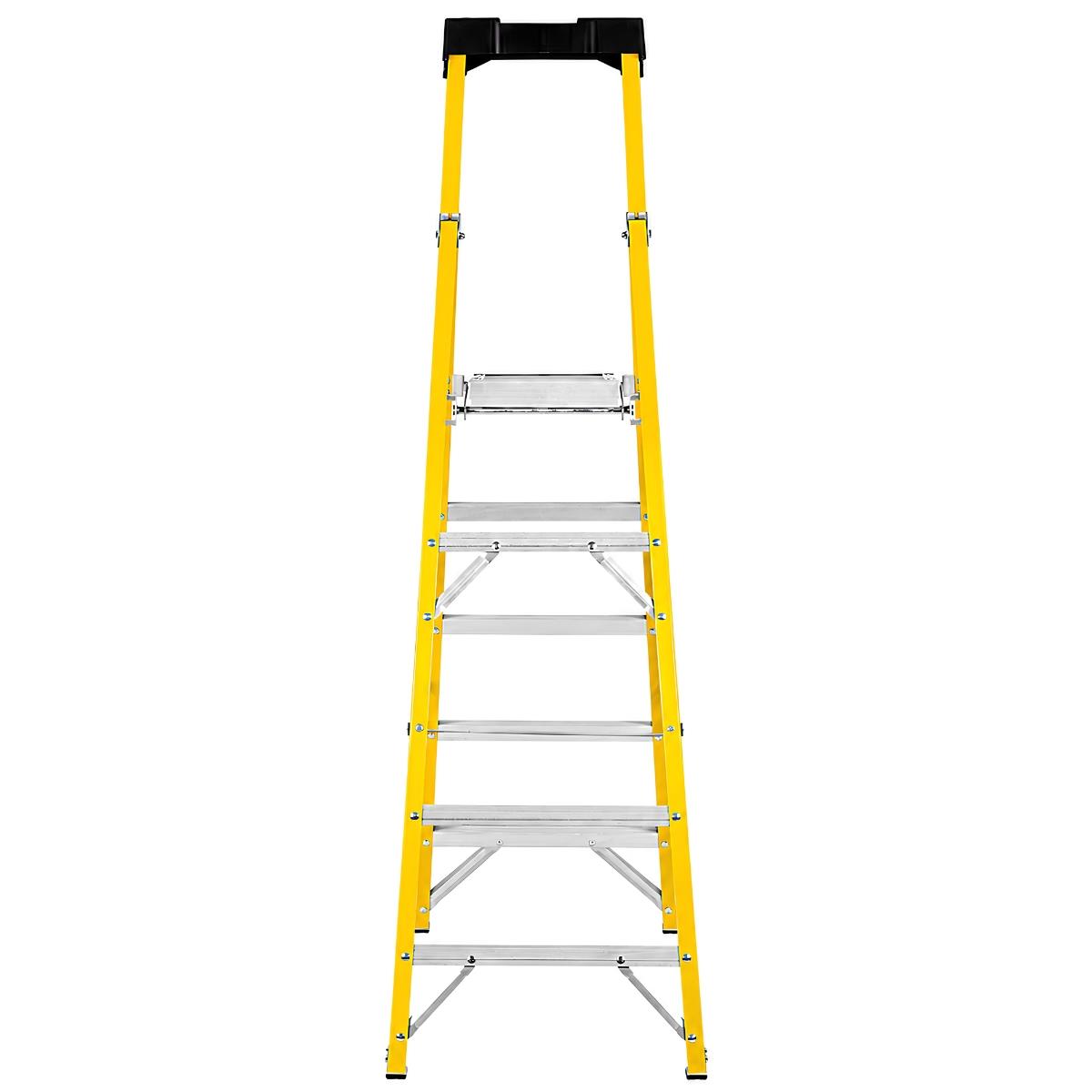 Excel Electricians Fibreglass Platform Step Ladder 5 Tread 1.81m EN131 Yellow