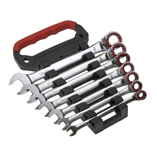 Sealey AK63945 Premier Platinum Reversible Ratchet Combination Spanner Set 7pc