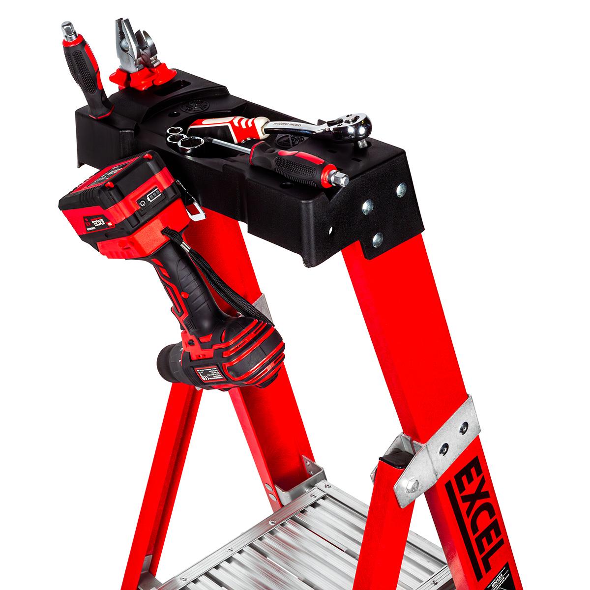 Excel Electricians Fibreglass Platform Step Ladder 6 Tread 2.04m EN131