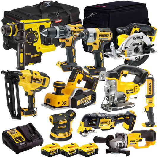 DeWalt 18V 11 Piece Power Tool Kit with 3 x 5.0Ah Battery & Charger T4TKIT-940