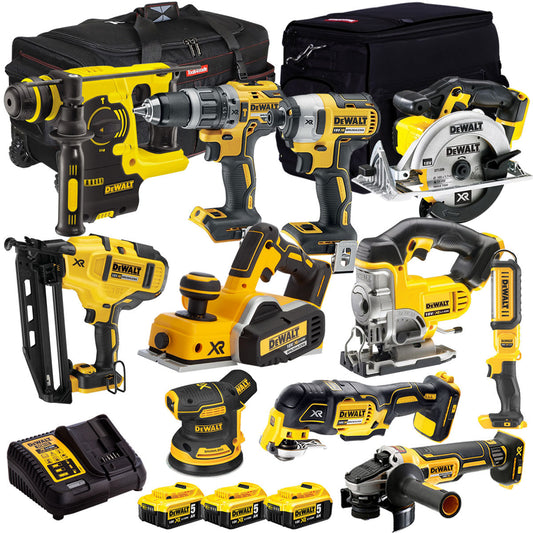 DeWalt 18V 11 Piece Power Tool Kit with 3 x 5.0Ah Battery & Charger T4TKIT-940