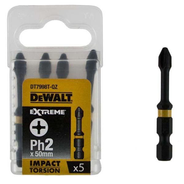DeWalt Impact Torsion Driver Bits Ph2 x 57mm Pack of 5 DT7998T-QZ