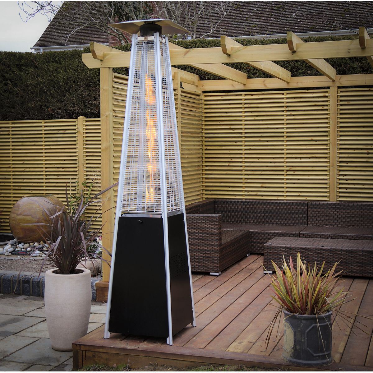 Sealey DG98 Dellonda Black/Stainless Steel Pyramid Gas Outdoor Patio Heater 13kW