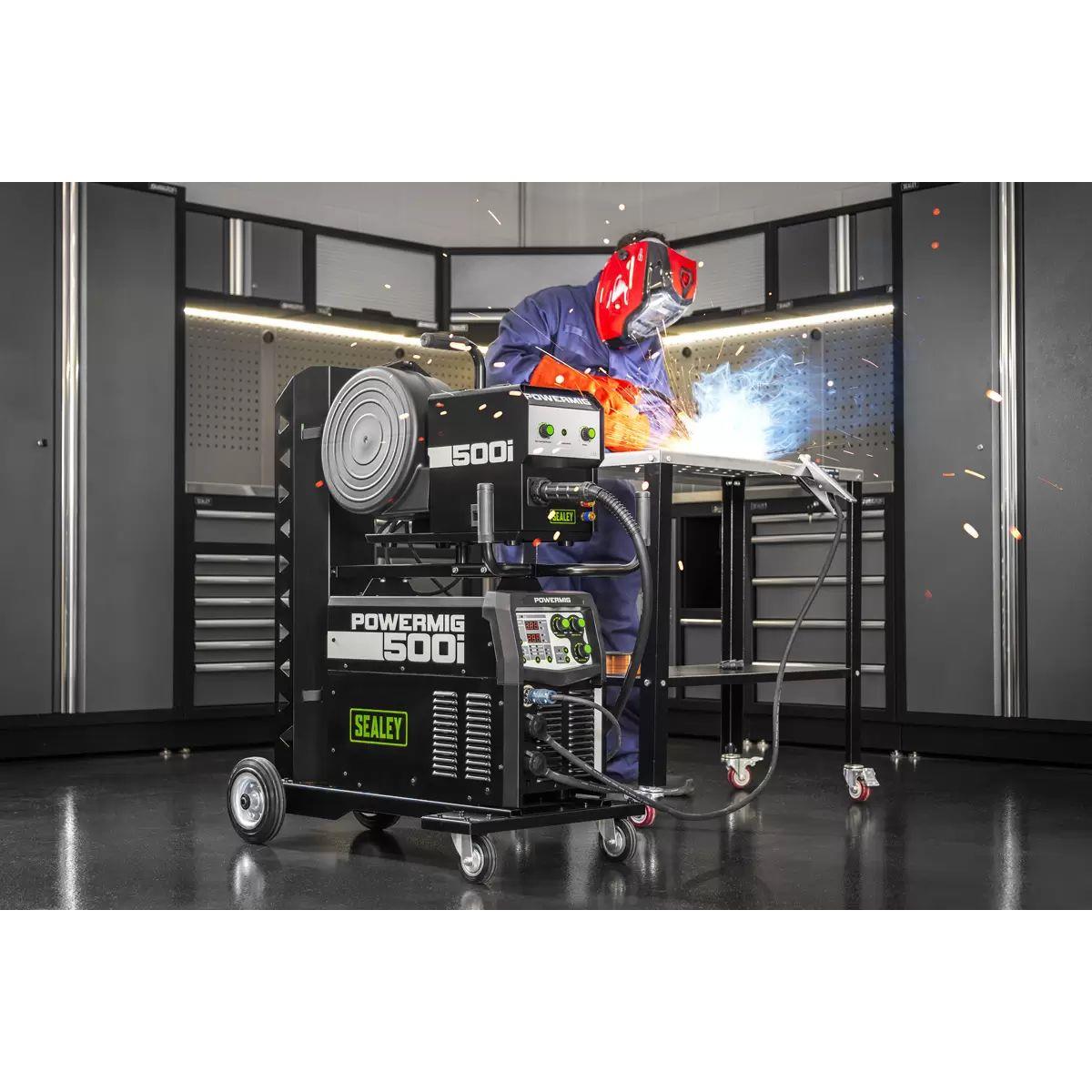 Sealey POWERMIG500i 500A Professional Gas/Gasless MIG/TIG/MMA Inverter Welder With Portable Wire Feeder 400V/3ph