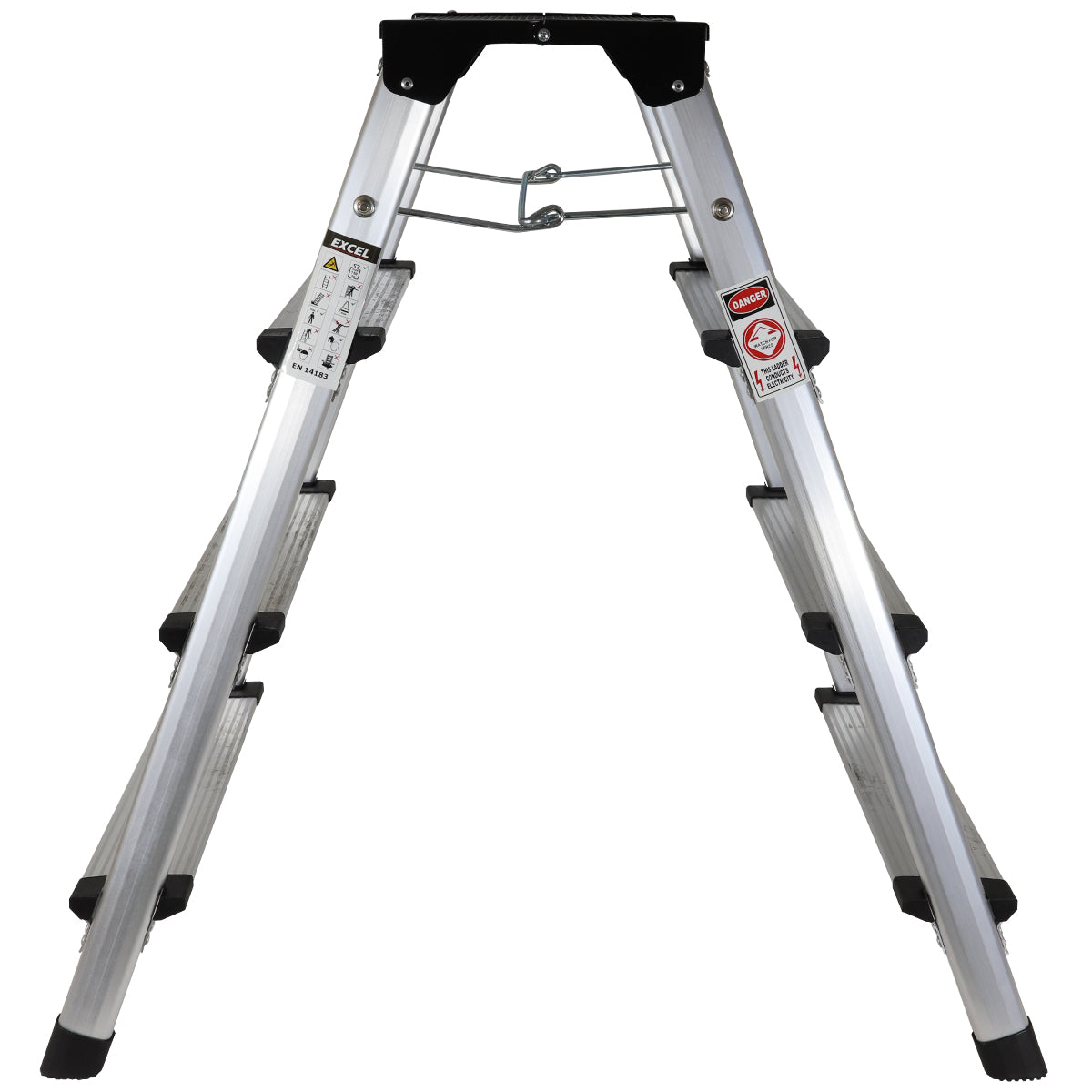 Excel Aluminium Stool Ladder 4 Tread with Work Bench Folding Hop Up 600mm