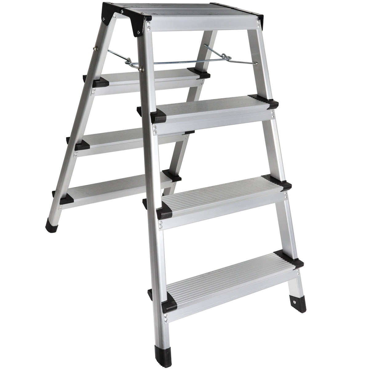 Excel Aluminium Stool Ladder 4 Tread with Work Bench Folding Hop Up 600mm