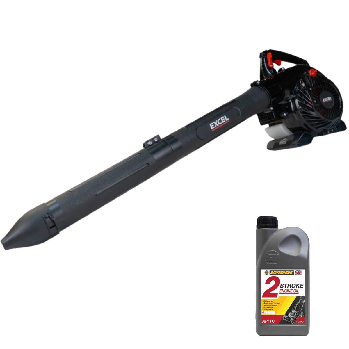 Excel 25cc Petrol Leaf Blower, Vacuum and Mulching 3-in-1 Multi Garden Tool with Engine Oil