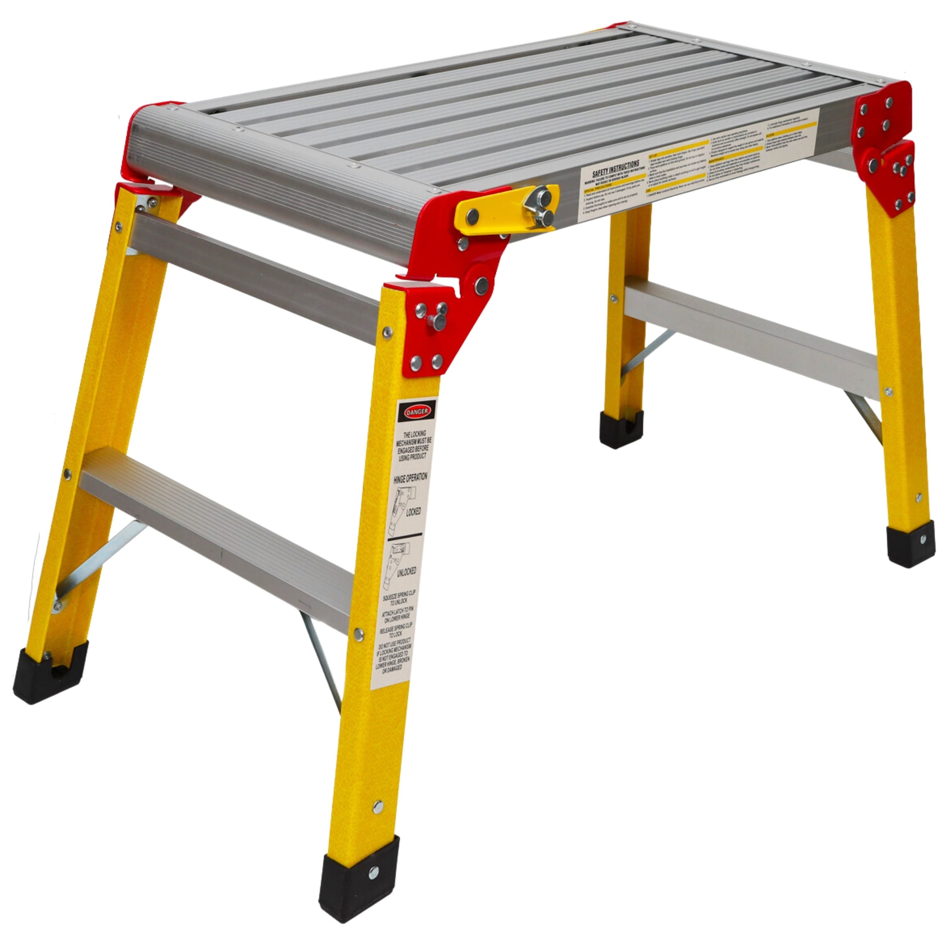 Excel Aluminium Stool Ladder 3 Tread with Fibreglass Folding Hop Up