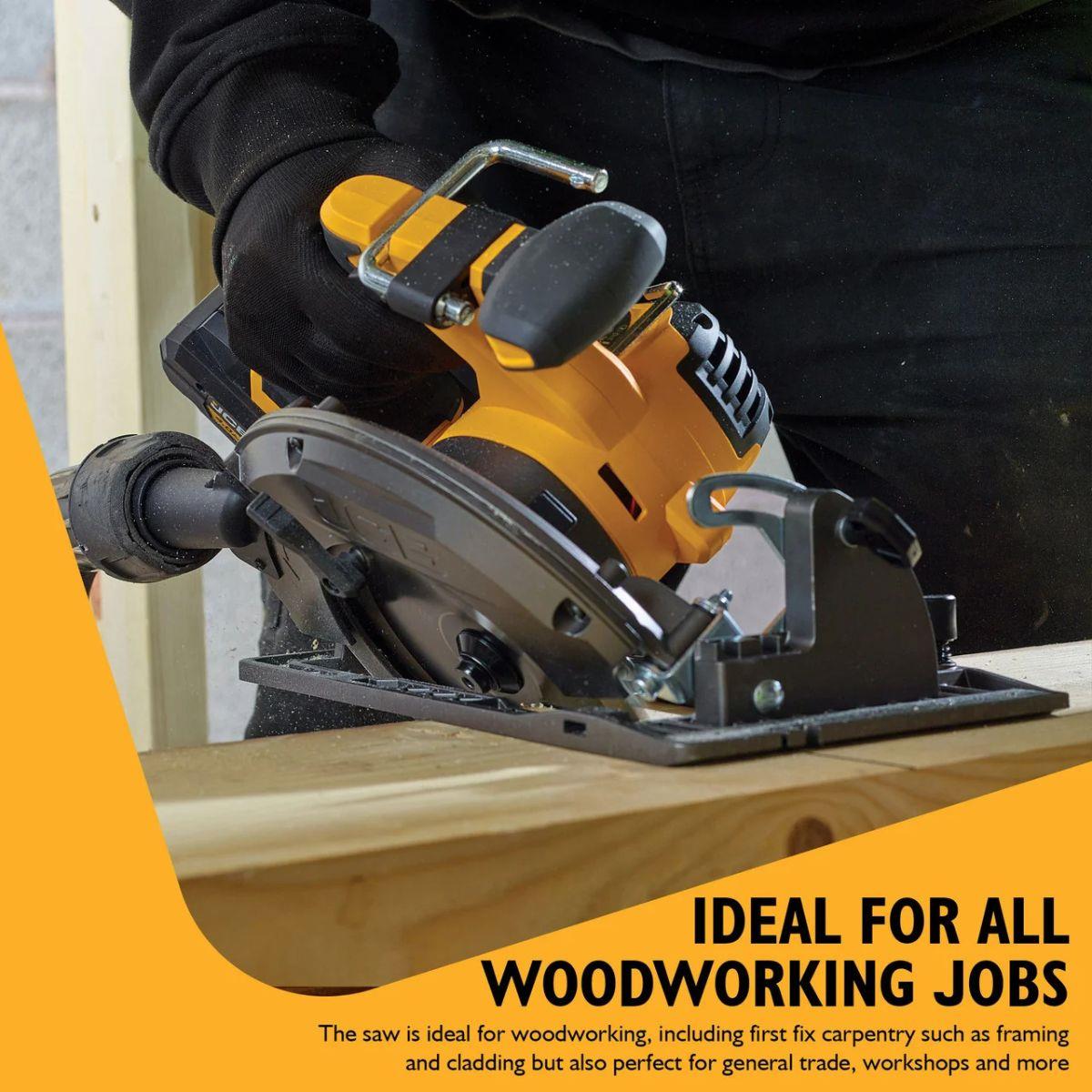 JCB-18PCS-185 18V Circular Saw 185mm & 60mm Cut Depth With 2 Blades Body Only