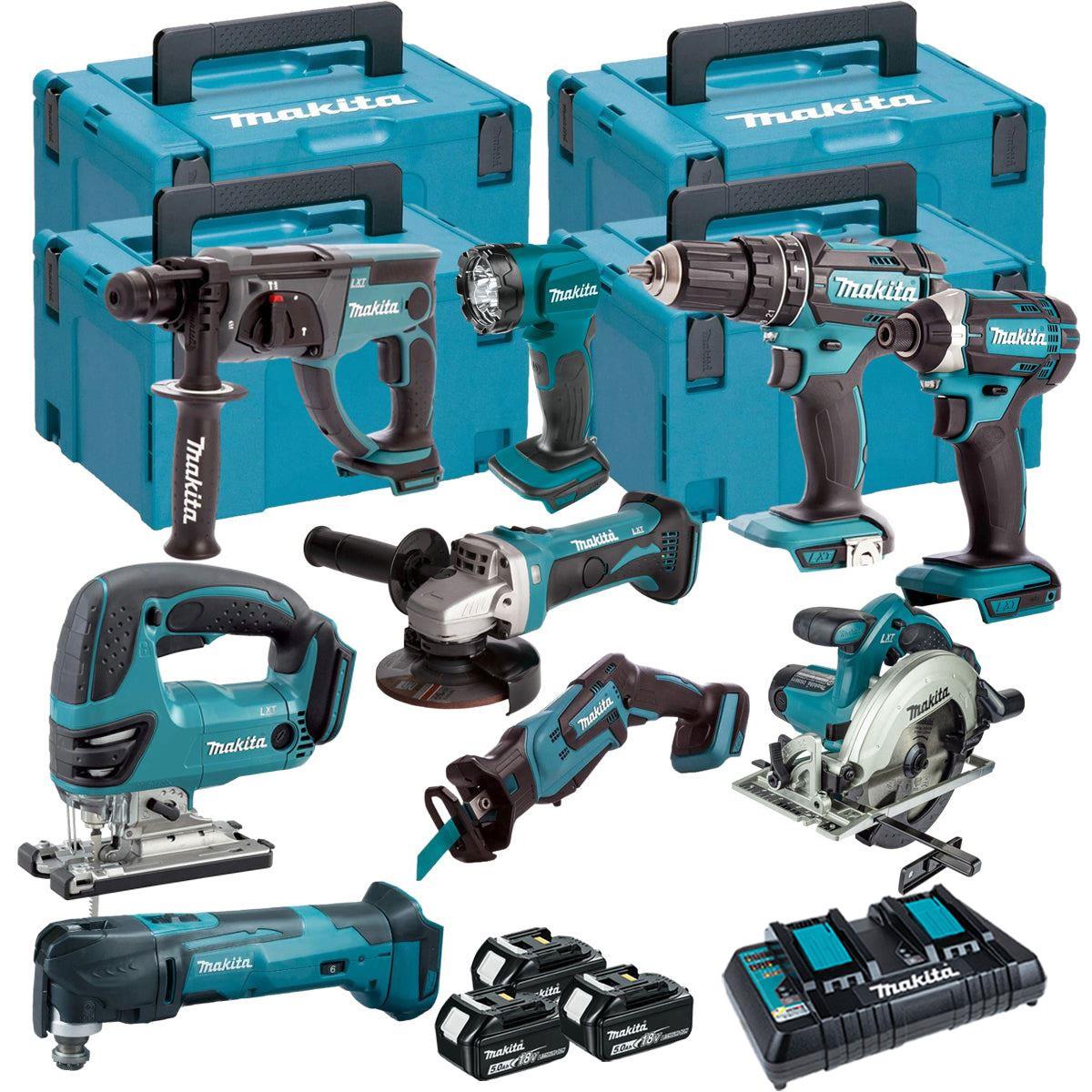 Makita 18V 9 Piece Power Tool Kit with 3 x 5.0Ah Battery & Charger T4TKIT-16454