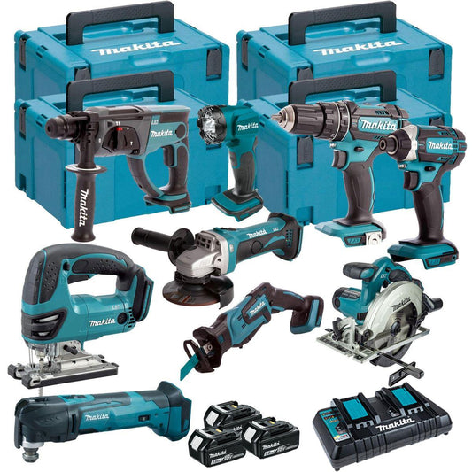 Makita 18V 9 Piece Power Tool Kit with 3 x 5.0Ah Battery & Charger T4TKIT-16454