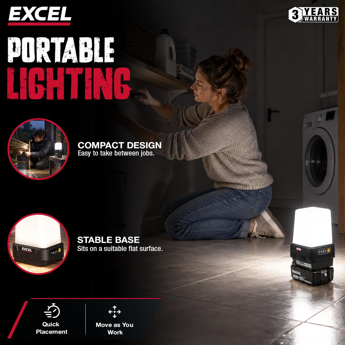 Excel 18V 1600 Lumens 360° Portable Site Light Body Only