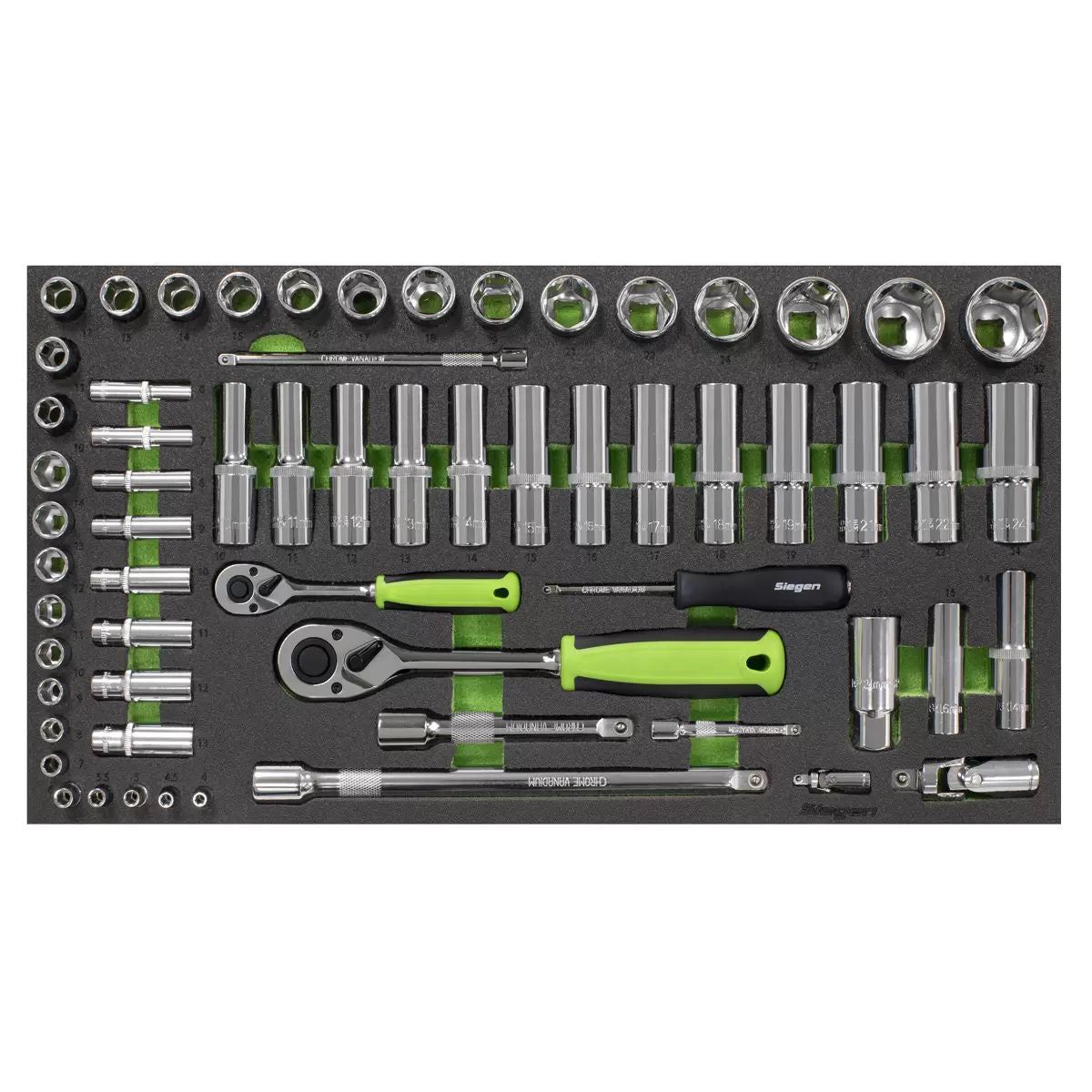 Sealey S01271 Siegen Socket Set with Tool Tray 1/4