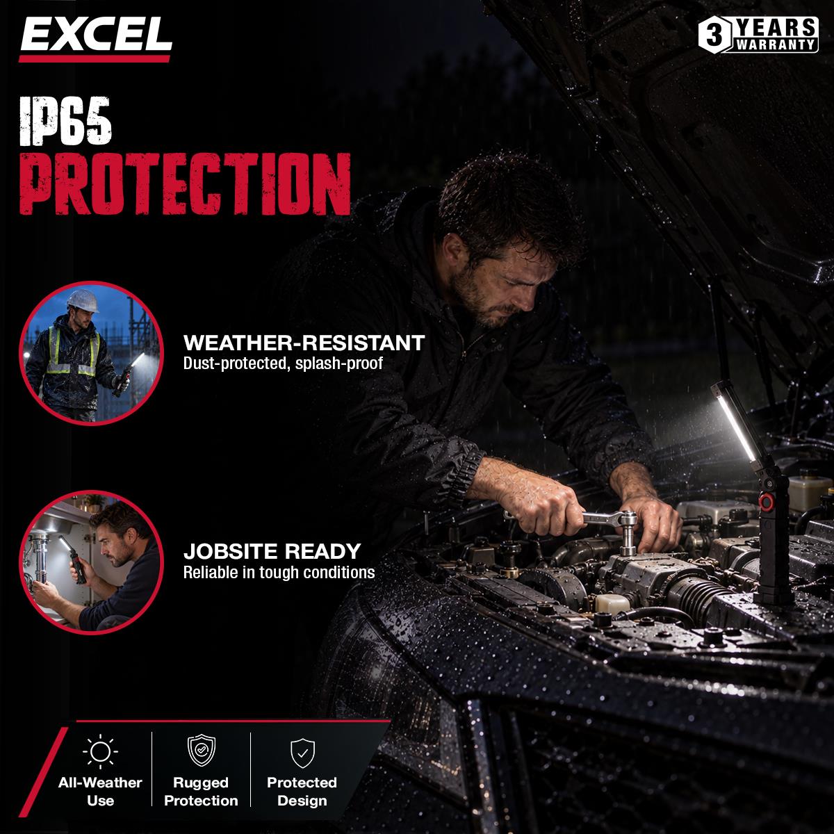 Excel 800 Lumens LED Rechargeable Inspection Magnetic Light