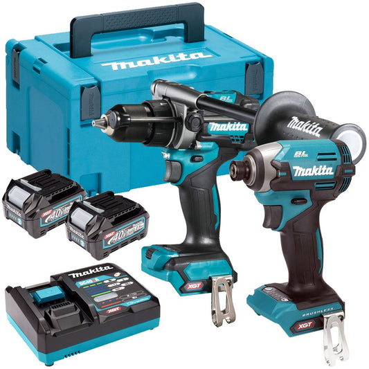 Makita DK0176G205 40V XGT Combi Drill & Impact Driver With 2 x 2.5Ah Batteries Charger & Case