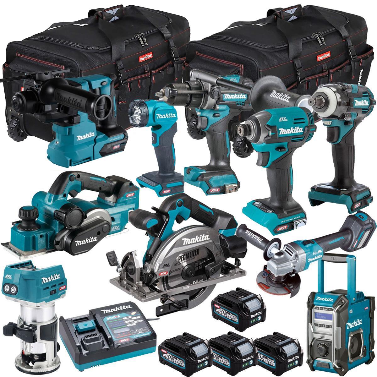 Makita 40V XGT 10 Piece Brushless Power Tool Kit with 4 x 2.5Ah Battery T4TKIT-16041