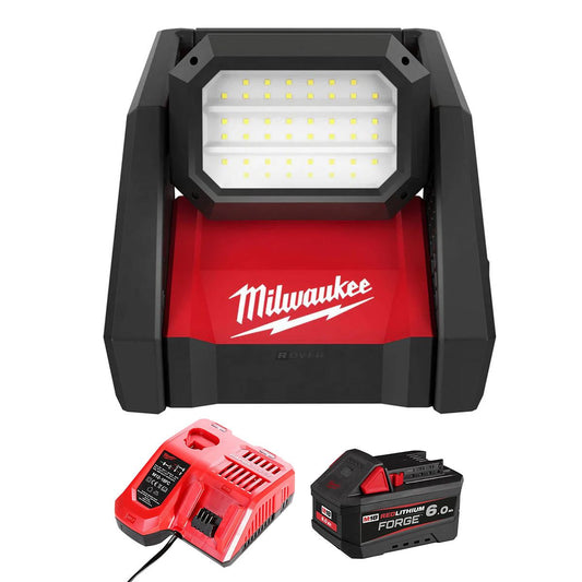 Milwaukee M18HOAL-0 18V 110V High Output Area Light with 1 x 6.0Ah Battery & Charger