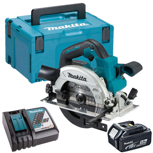 Makita DHS660Z 18V Brushless Circular Saw with 1 x 5.0Ah Battery Charger & Case