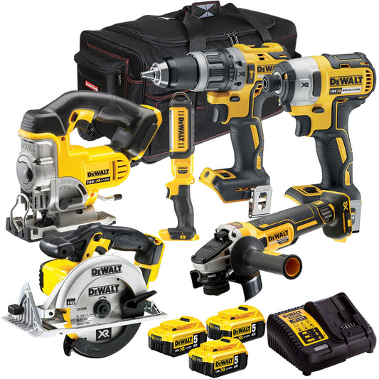 DeWalt 18V Li-Ion 6 Piece Combo Kit with 3 x 5.0Ah Battery & Charger T4TKIT-650