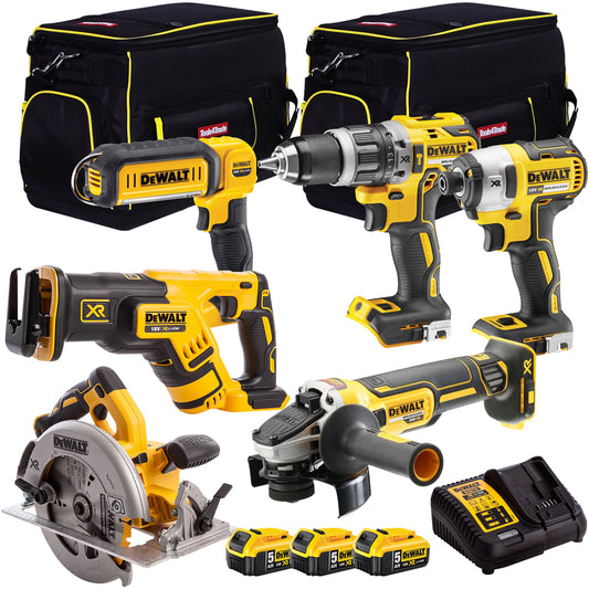 Dewalt DCK623P3B 18V Brushless 6 Piece Kit 3 x 5.0Ah Batteries & Changer in Bag