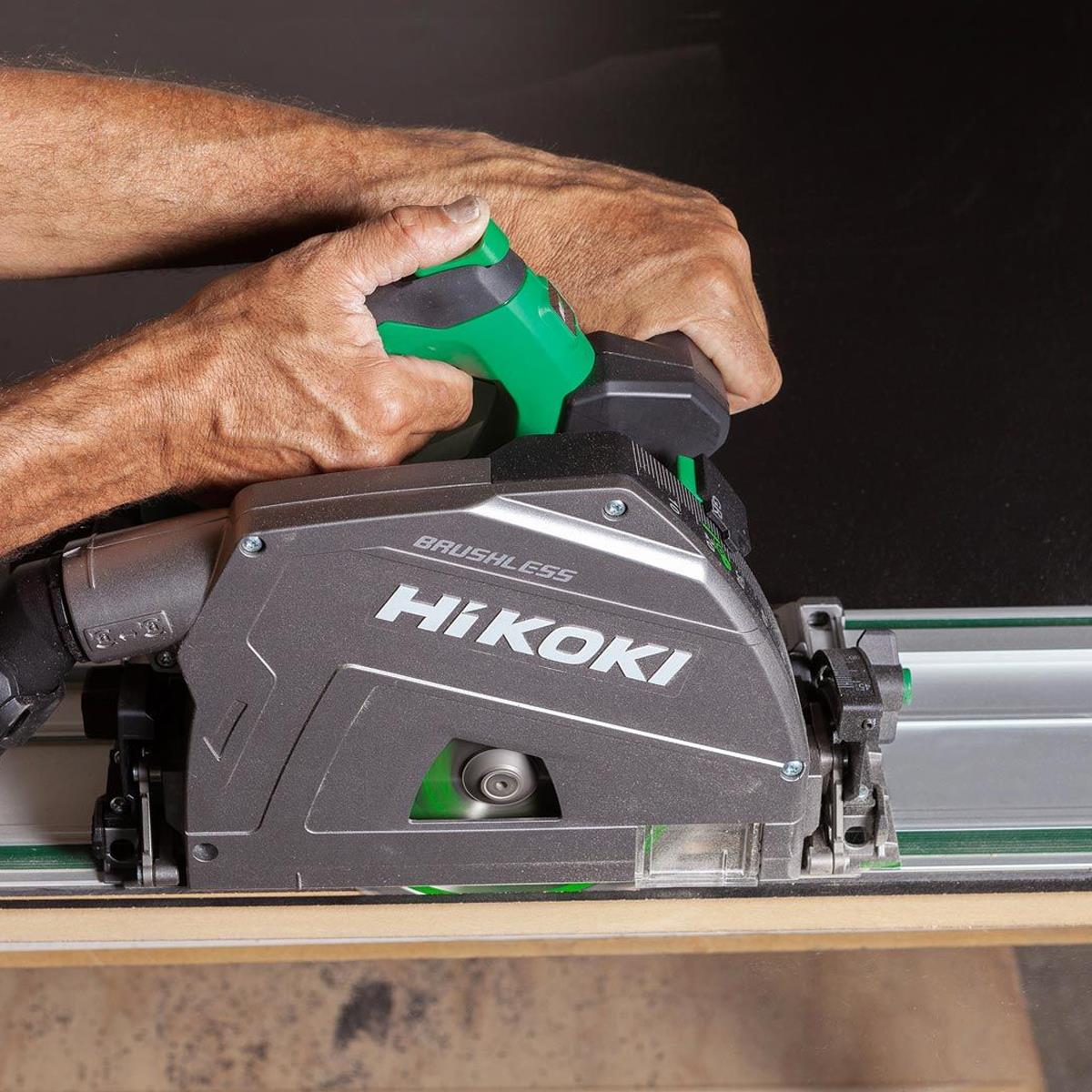 HiKOKI C3606DPAW2Z 36V MultiVolt Brushless 165mm Plunge Saw Body Only with 2 x 1600mm Guide Rail Kit