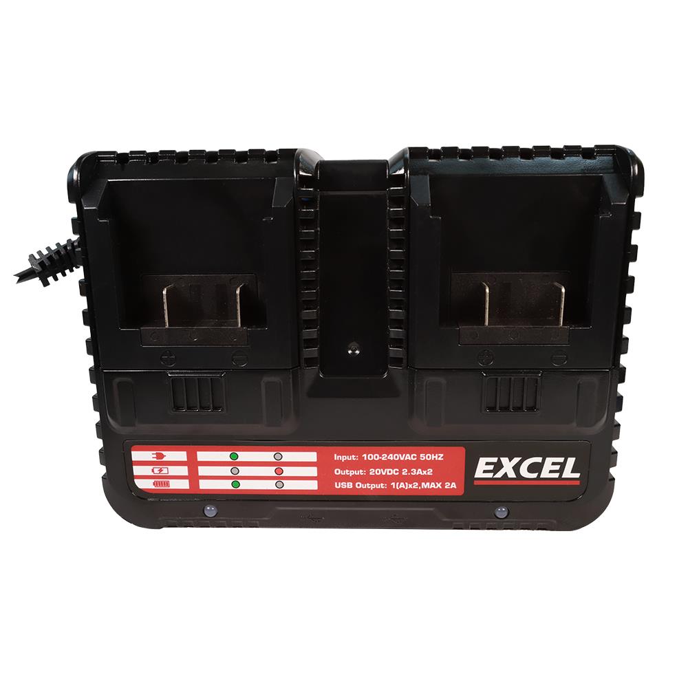 Excel 100-240V Dual Port Fast Battery Charger 2.3A