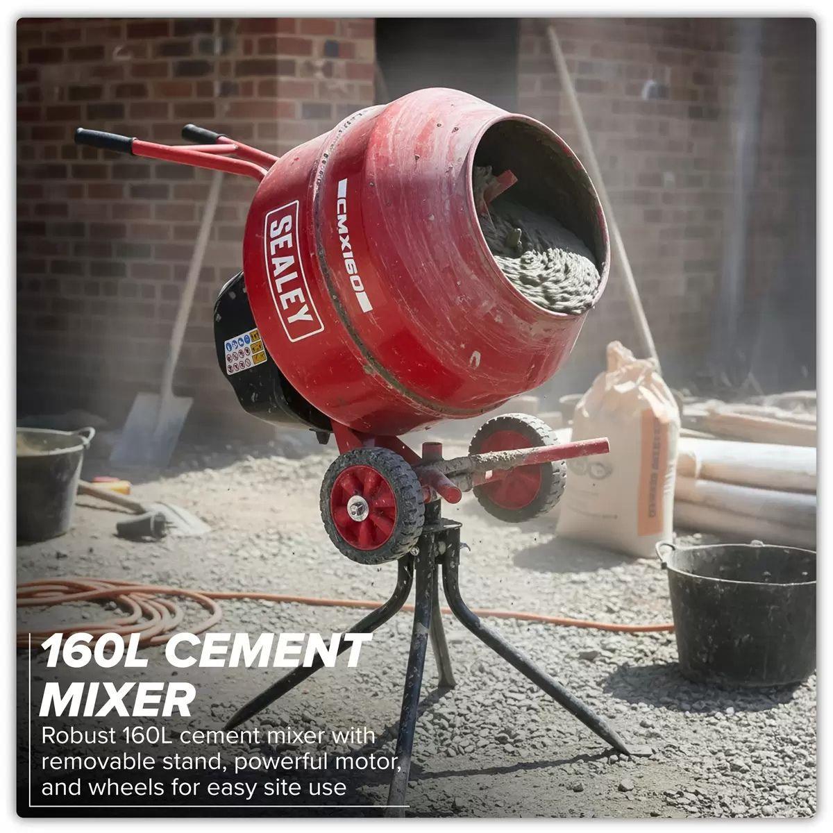 Sealey CMX160 160L Cement Mixer with Stand 230V/650W