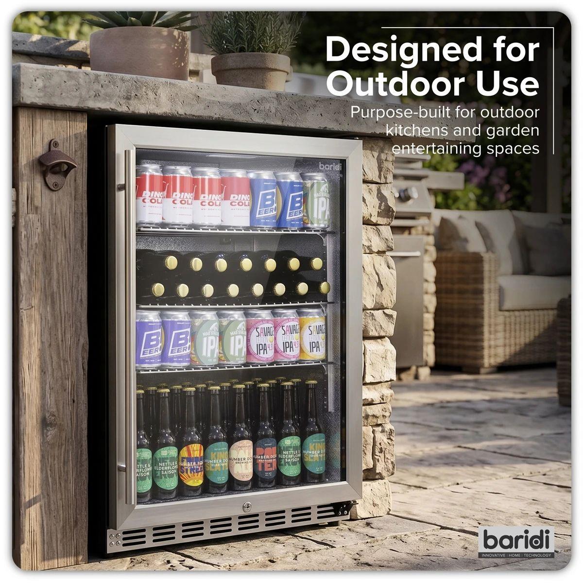 Sealey DH439 Baridi Outdoor Drinks/Beverage/Bar Fridge with Triple Glazed Door & Security Lock 150L