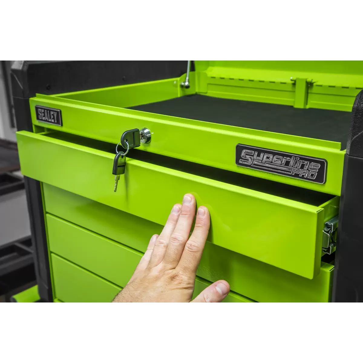 Sealey APPD4G 4 Drawer Push-to-Open Top chest Green
