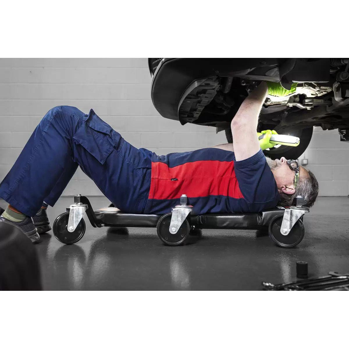 Sealey SCR101P Steel Creeper with 6 Rough Ground 5 Inch Wheels & Headrest